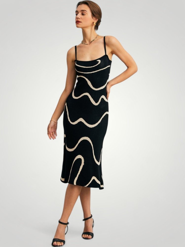 Robe Midi Femme Élégante Sirène Noire