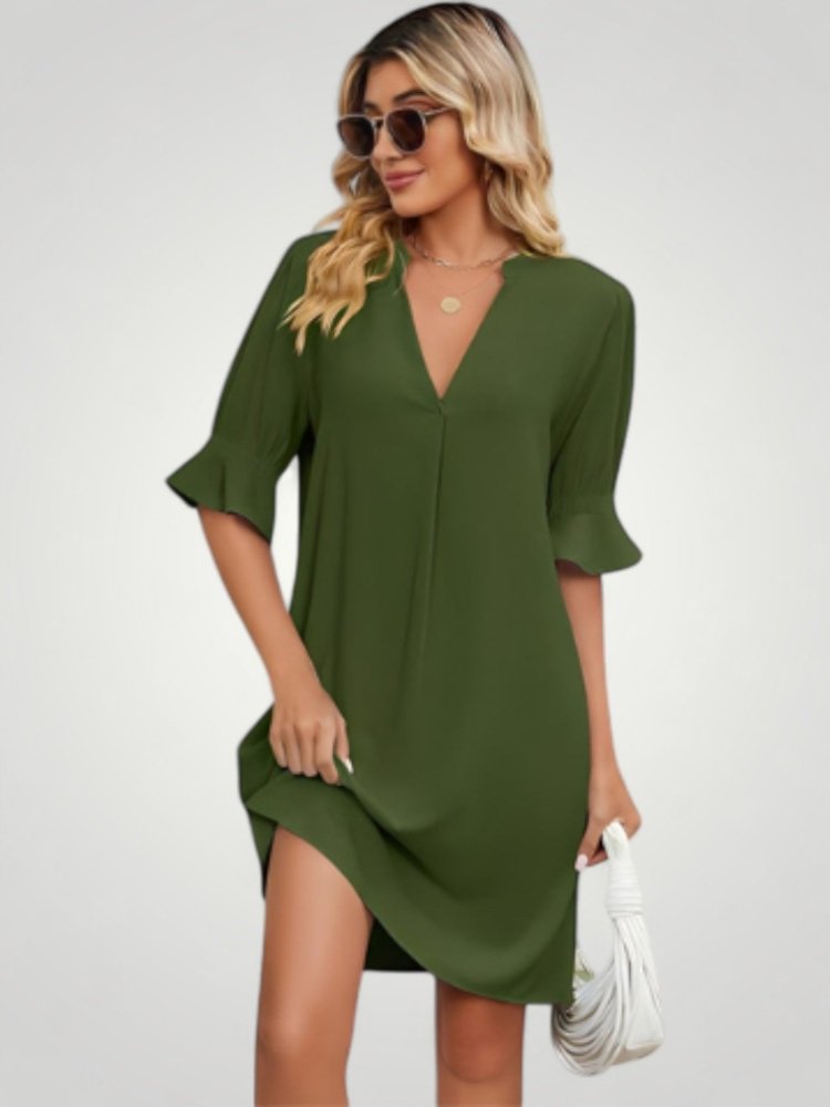 Robe Mini Femme d’Été à Col V Flatteur