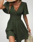Robe Mini Femme à Col V Élégante et Confortable