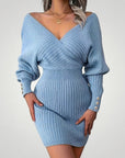 Robe Pull Femme Chic à Col V Confortable