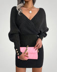 Robe Pull Femme Chic à Col V Confortable