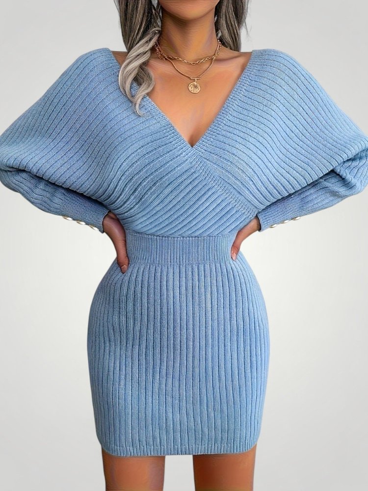 Robe Pull Femme Chic à Col V Confortable