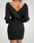 Robe Pull Femme Chic à Col V Confortable