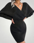 Robe Pull Femme Chic à Col V Confortable