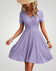 Robe d’Été Femme Élégante à Col V Évasée