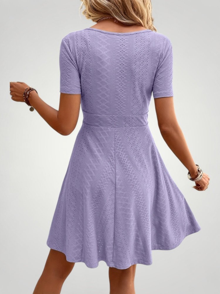 Robe d’Été Femme Élégante à Col V Évasée