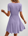 Robe d’Été Femme Élégante à Col V Évasée
