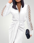 Robe Cocktail Femme Élégante avec Manches Dentelle