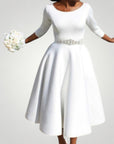 Robe de Mariage Femme Élégante à Manches Longues