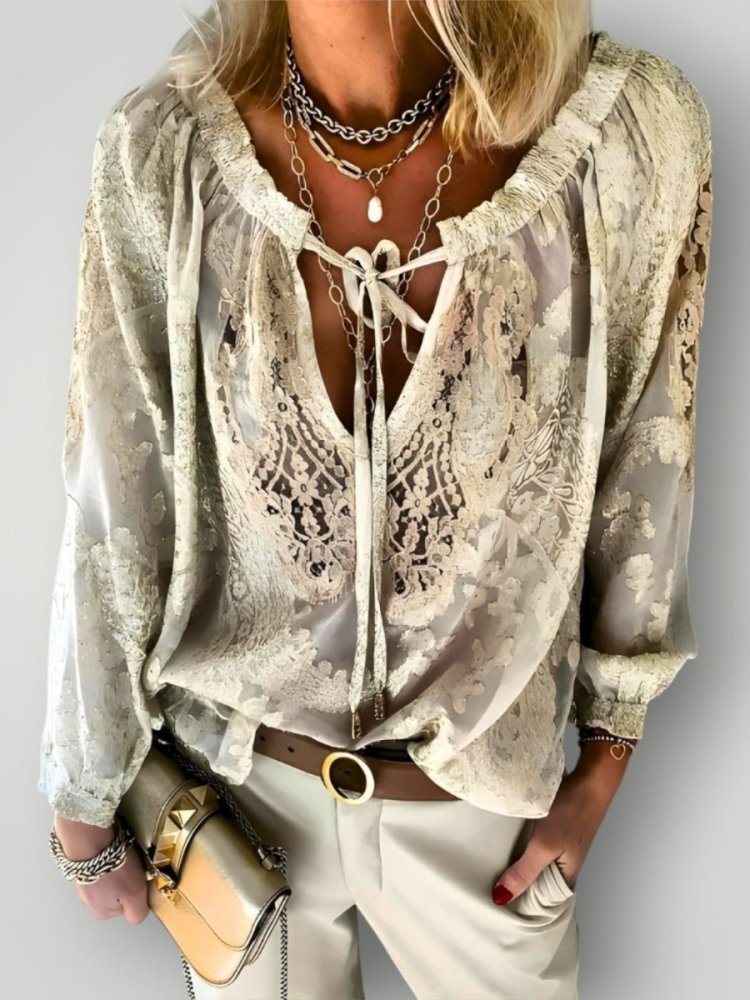 Blouse Élégante avec Détails en Dentelle 0