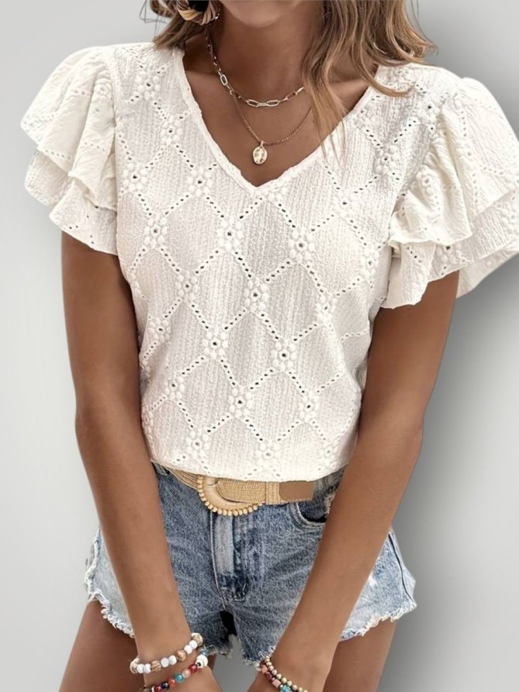 Blouse Femme Élégante avec Volants Confortable 3
