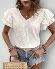 Blouse Femme Élégante avec Volants Confortable 4