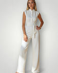 Combinaison Femme Chic Sans Manches Élégante 3