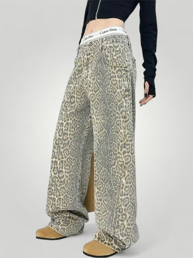 Jean Flare Femme Taille Haute à Imprimé Léopard 8 - Mode Lumière