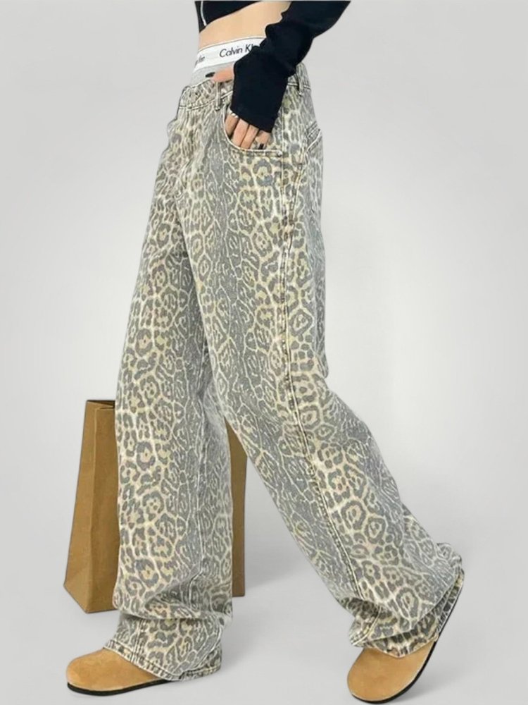 Jean Flare Femme Taille Haute à Imprimé Léopard 7 - Mode Lumière