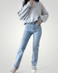Jeans Femme Élevée à Taille Haute Glamour 1 - Mode Lumière