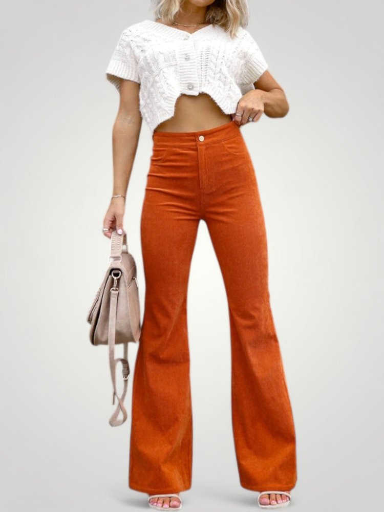 Pantalon Flare Taille Haute Élégant 2 - Mode Lumière