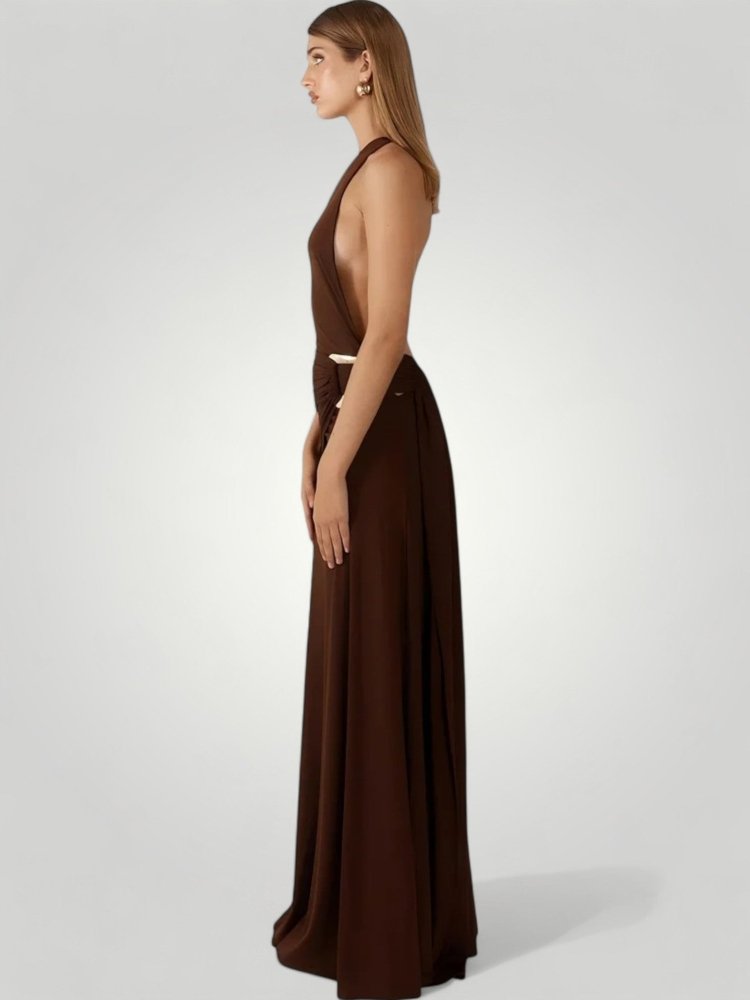 Robe Longue Femme Élégante à Épaule Dénudée 7