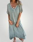 Robe Midi Femme Chic au Décolleté en V 2