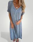 Robe Midi Femme Chic au Décolleté en V 4