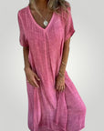 Robe Midi Femme Chic au Décolleté en V 1