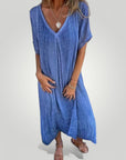 Robe Midi Femme Chic au Décolleté en V 5