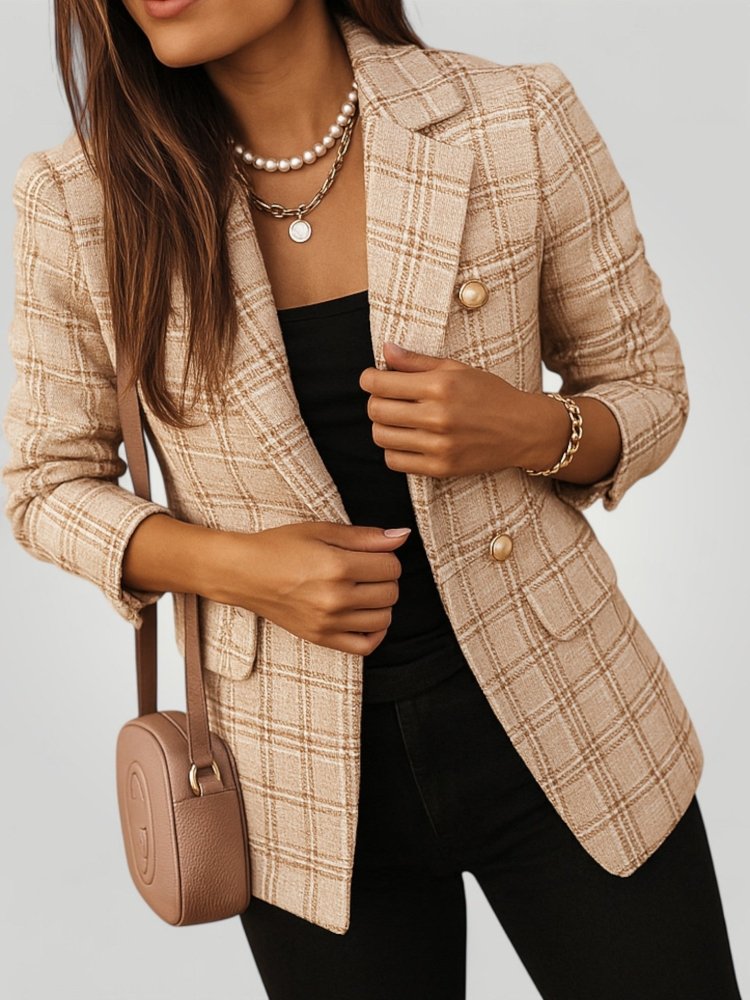 Blazer Femme à Carreaux Élégant et Confortable 2 - Mode Lumière