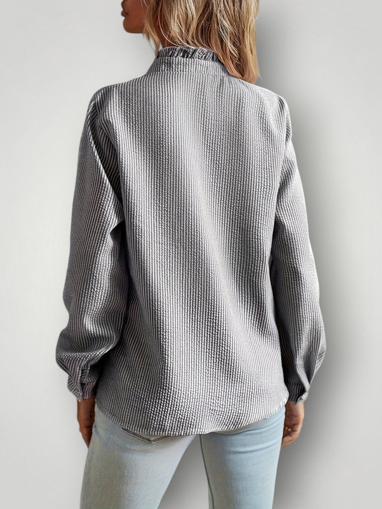 Blouse Élégante Femme – Col en V &amp; Manches Volantées