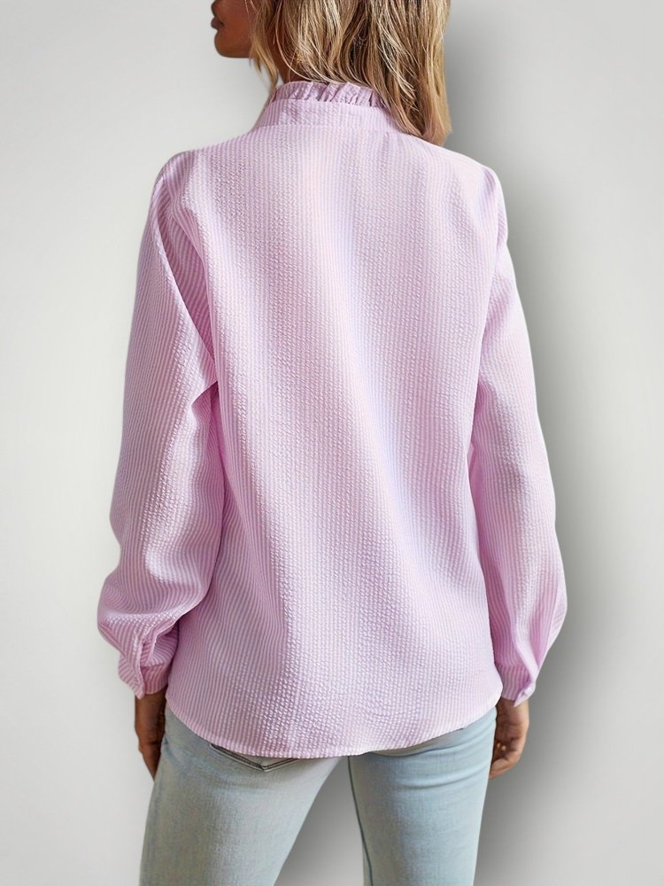 Blouse Élégante Femme – Col en V &amp; Manches Volantées