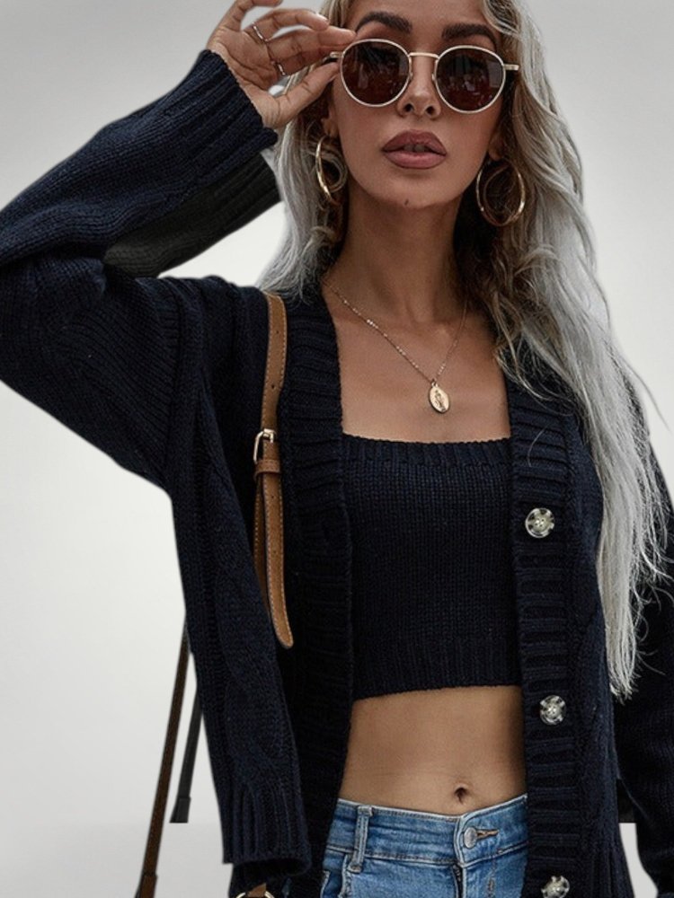 Cardigan Long à Col V Élégant et Confortable 6 - Mode Lumière