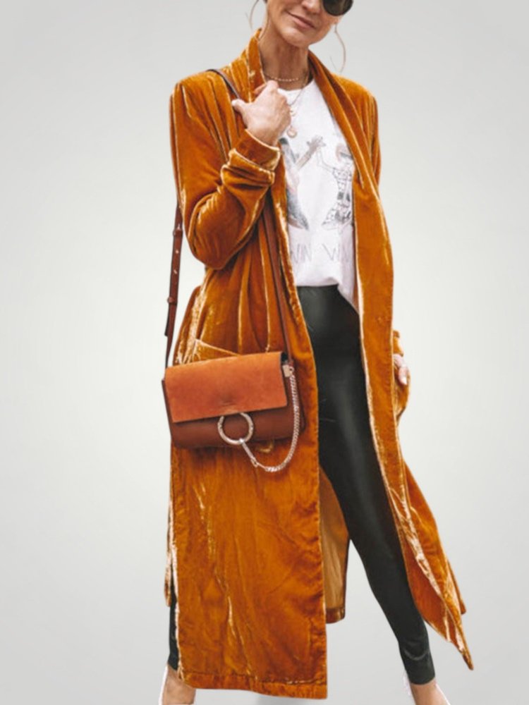Cardigan Long en Velours Élégant et Confortable 1 - Mode Lumière
