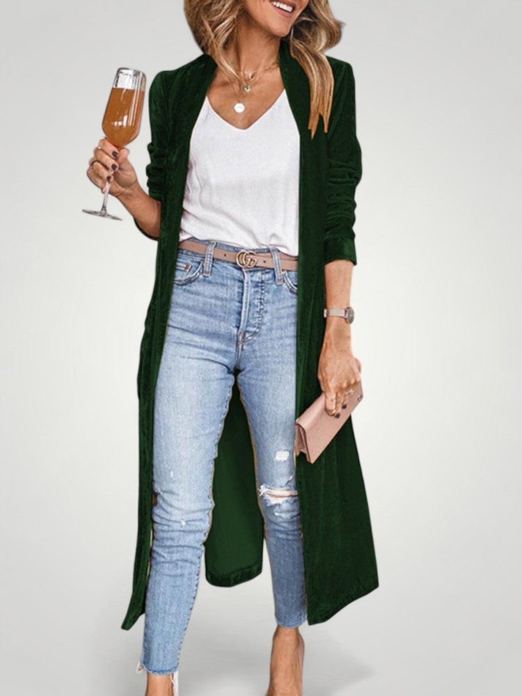 Cardigan Long en Velours Élégant et Confortable 4 - Mode Lumière