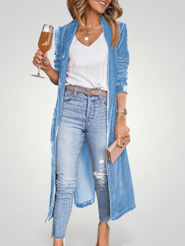 Cardigan Long en Velours Élégant et Confortable 5 - Mode Lumière
