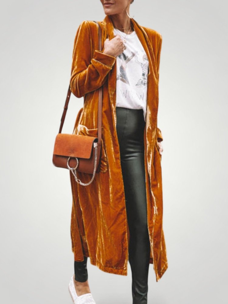 Cardigan Long en Velours Élégant et Confortable 2 - Mode Lumière