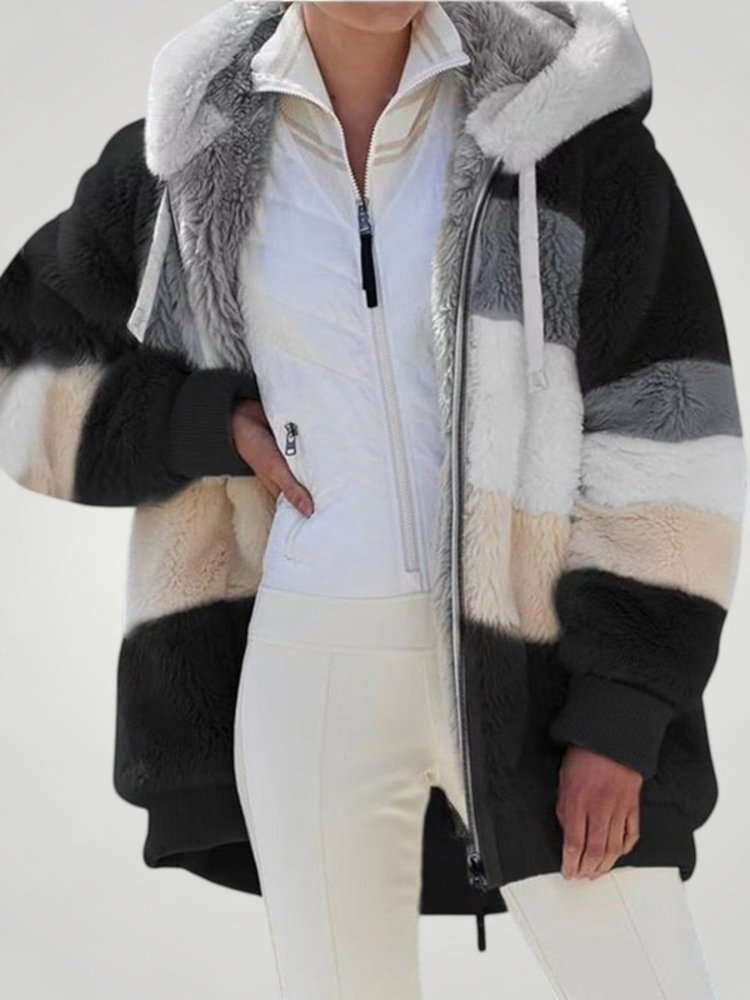 Cardigan Rayé Élégant avec Capuche Douce 4 - Mode Lumière