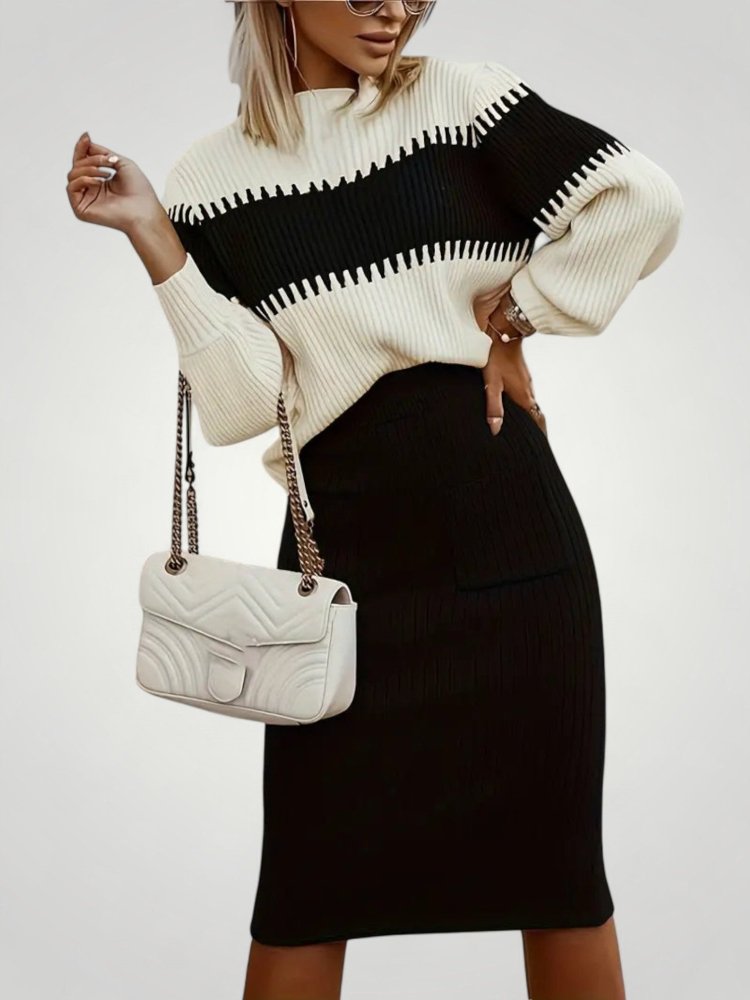 Jupe et Pull Femme en Tricot Doux Élégants