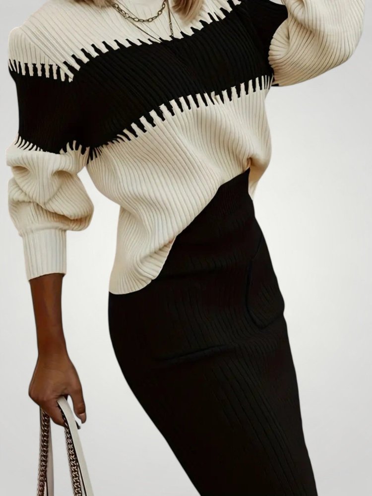 Jupe et Pull Femme en Tricot Doux Élégants