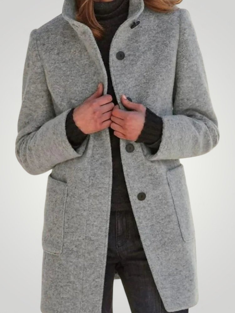 Manteau Long Élégant en Laine Mélangée 1 - Mode Lumière