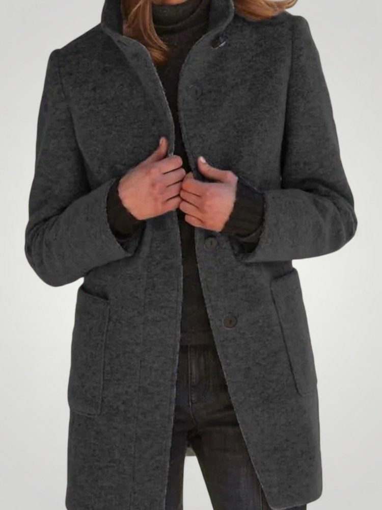 Manteau Long Élégant en Laine Mélangée 2 - Mode Lumière