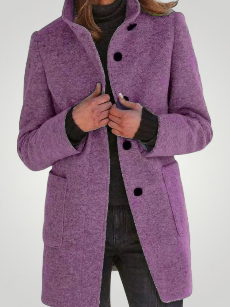 Manteau Long Élégant en Laine Mélangée 3 - Mode Lumière
