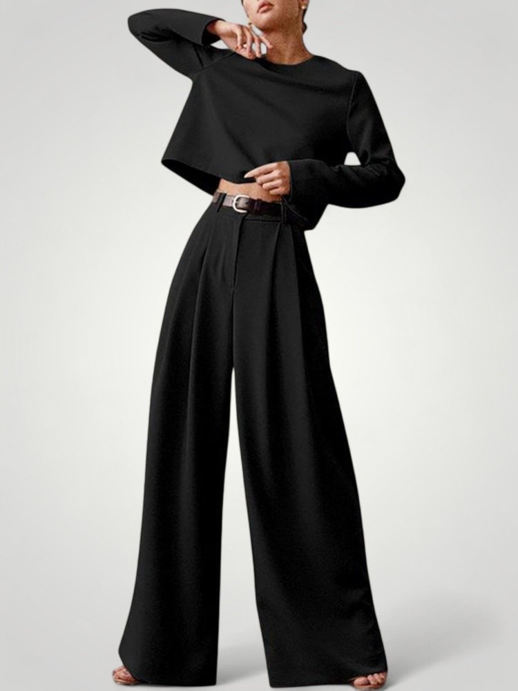 Ensemble Femme Élégant et Confortable avec Pantalon Large et Chemisier 1 - Mode Lumière