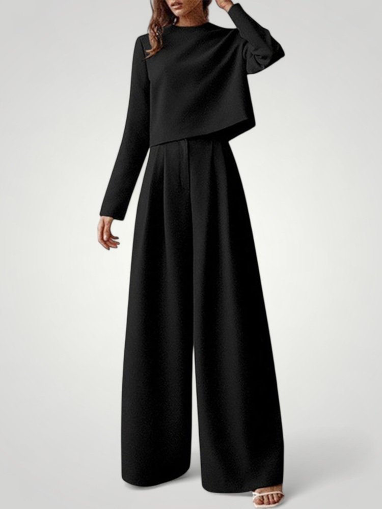 Ensemble Femme Élégant et Confortable avec Pantalon Large et Chemisier 2 - Mode Lumière