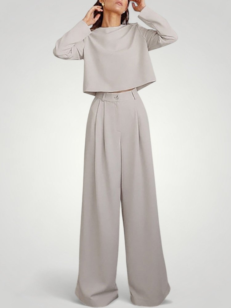 Ensemble Femme Élégant et Confortable avec Pantalon Large et Chemisier 4 - Mode Lumière