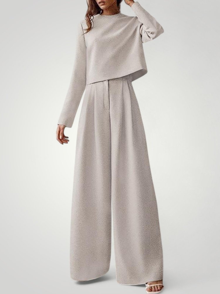 Ensemble Femme Élégant et Confortable avec Pantalon Large et Chemisier 6 - Mode Lumière