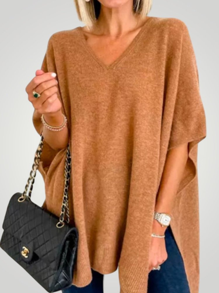 Poncho Oversize à Col V Chic et Confortable 1 - Mode Lumière