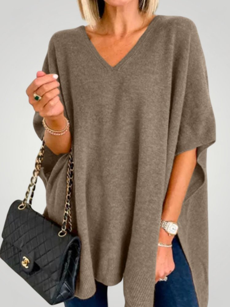 Poncho Oversize à Col V Chic et Confortable 2 - Mode Lumière