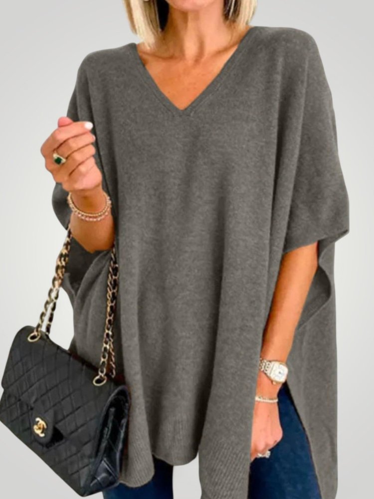 Poncho Oversize à Col V Chic et Confortable 5 - Mode Lumière