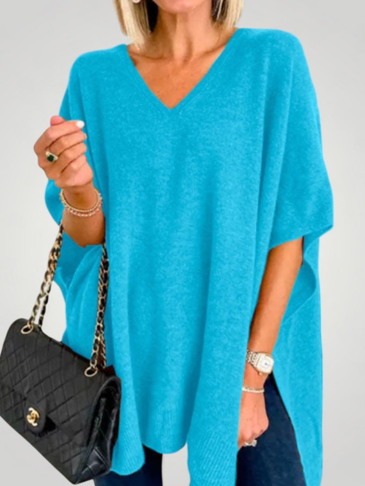 Poncho Oversize à Col V Chic et Confortable 6 - Mode Lumière