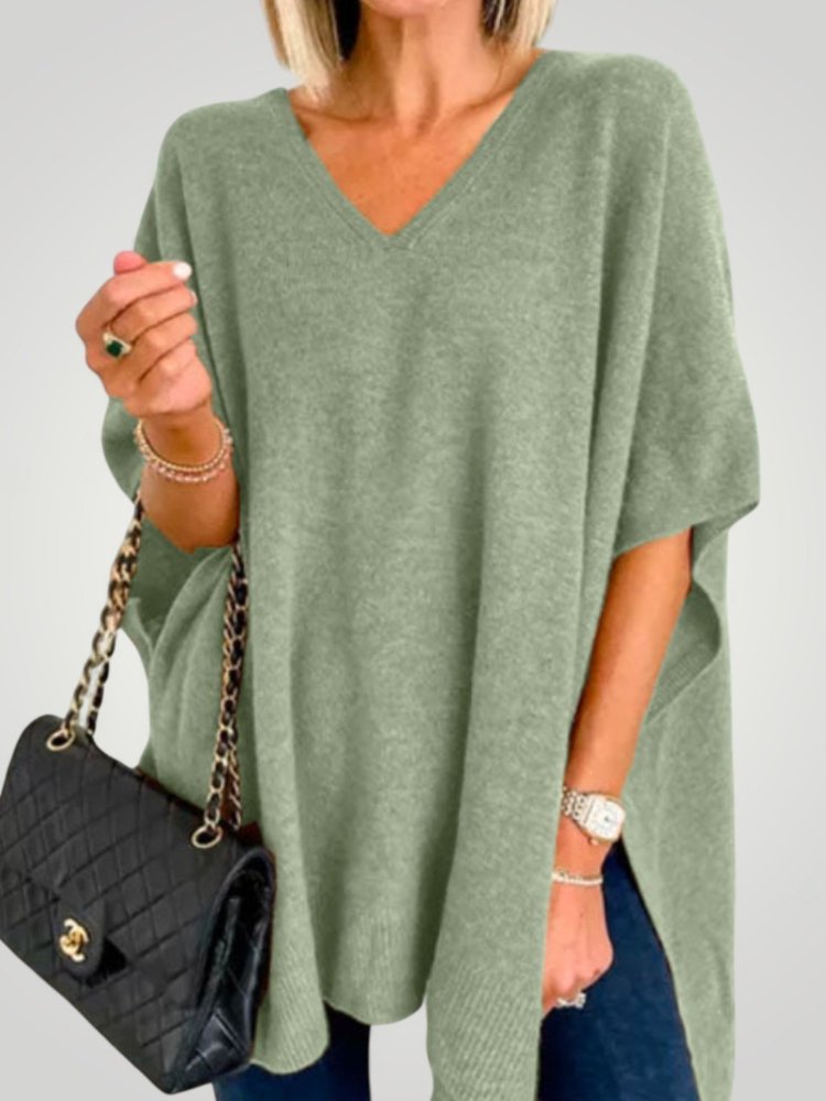 Poncho Oversize à Col V Chic et Confortable 8 - Mode Lumière