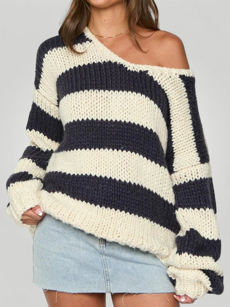 Pull Ample à Rayures Élégantes 1 - Mode Lumière